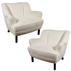 Vintage Rare Pair of Custom Designed Club Chairs by Paul Laszlo